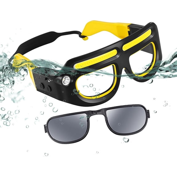 LED Rechargeable Headlight Glasses with Motion Sensor & Touch Control 5 Modes USB C Light Up Glasses Lighted Eyewear