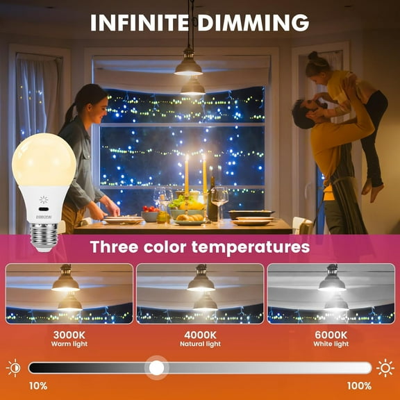 LED Rechargeable Light Bulbs With Remote  Touch Dimmable, E26 Battery Operated Light Bulb for Lamps, RGB 12 Colors, 2600mAh USB battery backup Light Bulb With Timer, A19 Small Light Bulbs 2 Pack