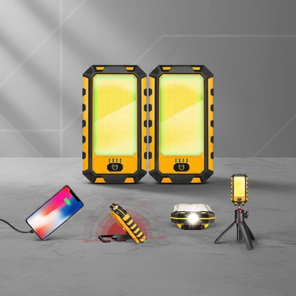 LED Rechargeable Magnetic Work Light, Hanging Hook, Multiple Lighting Modes, for Car Repair, Camping, Hunting, and Emergency Use