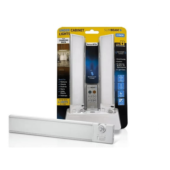 LED Rechargeable Under Cabinet Night Light with Base and Remote (2-Pack)
