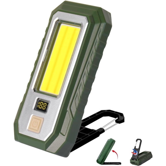 LED Rechargeable Work Light, 1500LM Portable  Light Super Bright with 6 Modes, 180? Rotatable Stand & Foldable Hook, Job Site Lighting for Mechanic Garage Outdoor Camping