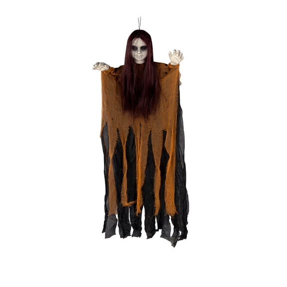LED Red Eye Tattered Gauze Hanging Ghost Witch Ornament, Multiple Spooky Styles Floating Skeleton Hand Easy Suspension Layout, Porch Tree Corridor Halloween Haunted Scene Decoration