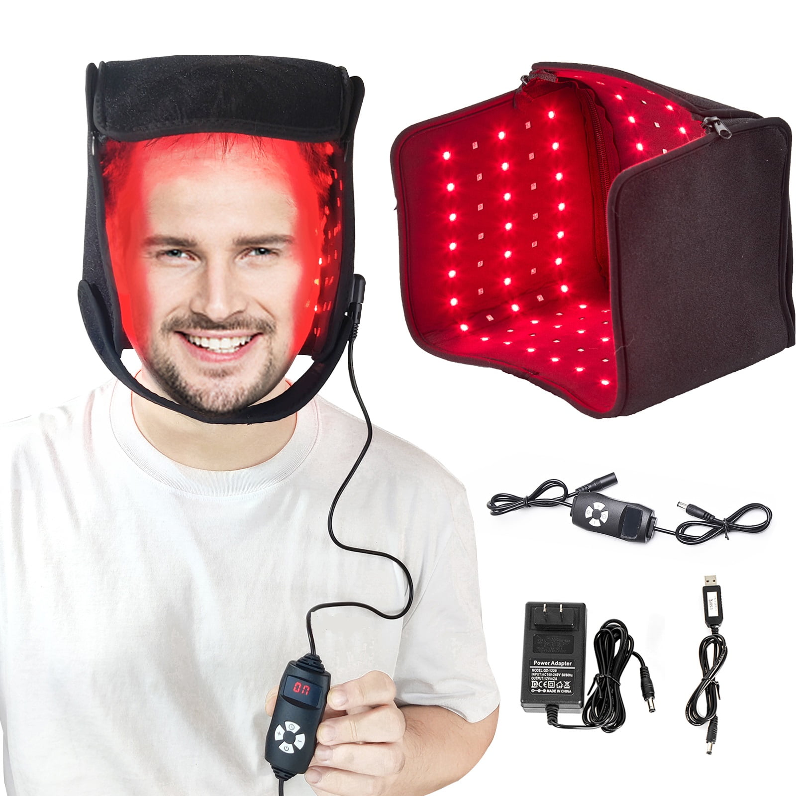 LED Red Light Therapy Helmet Hair Growth Hat Red & Infrared Light