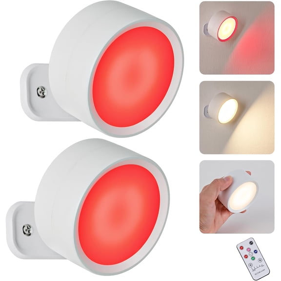 LED Red Light Therapy Lamp for Sleep Magnetic 360 Rotating USB Rechargeable Night Light with Remote and Touch Control 2 Color Modes Red and White Dimmable Wall Lights for Bedroom Reading Lamp