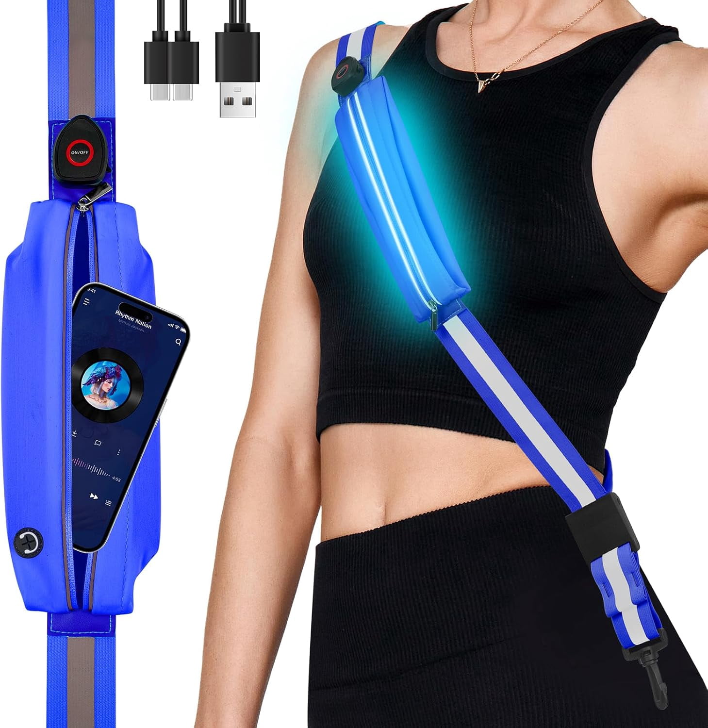 Illumiseen LED Reflective Belt Extension - Adds Up To 19.6 Inches, Lifetime Guarantee