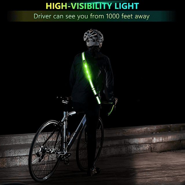 LED Reflective Belt Sash for Walking At Night,Rechargeable LED Running