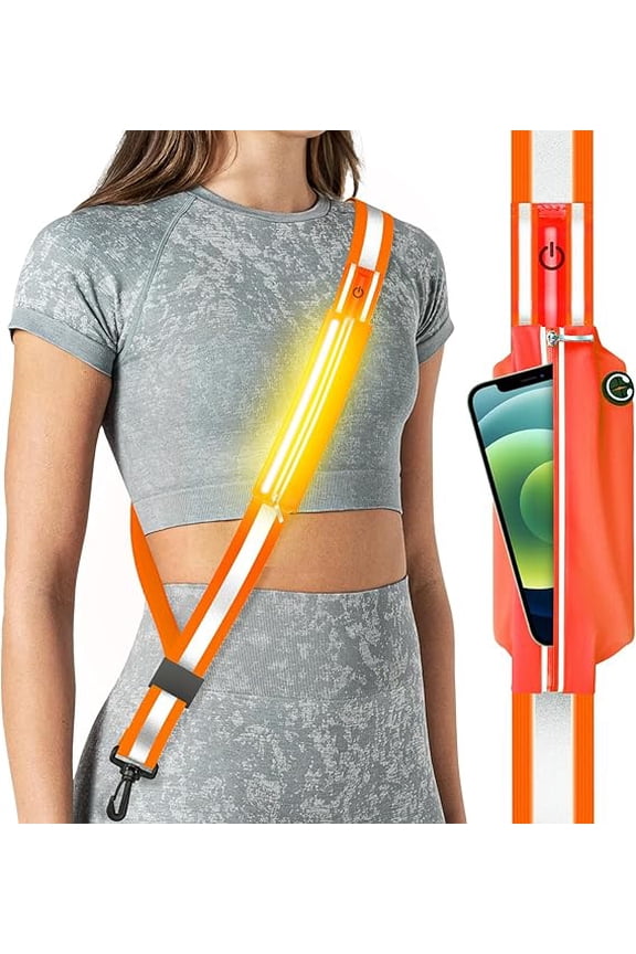 LED Reflective Belt Sash for Walking at Night,Running Safety Gear LED Light Up Running Belt for Runners Walkers