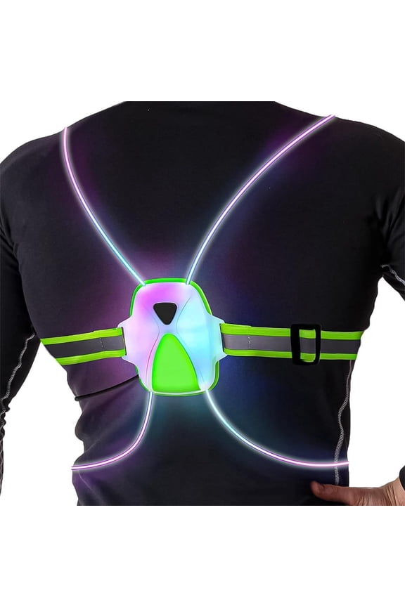 LED Reflective Running Vest with Front Light, Safety USB Rechargeable Reflective Night Lights for Running, Jogging, Cycling or Walking, High Visibility Warning LED Lights
