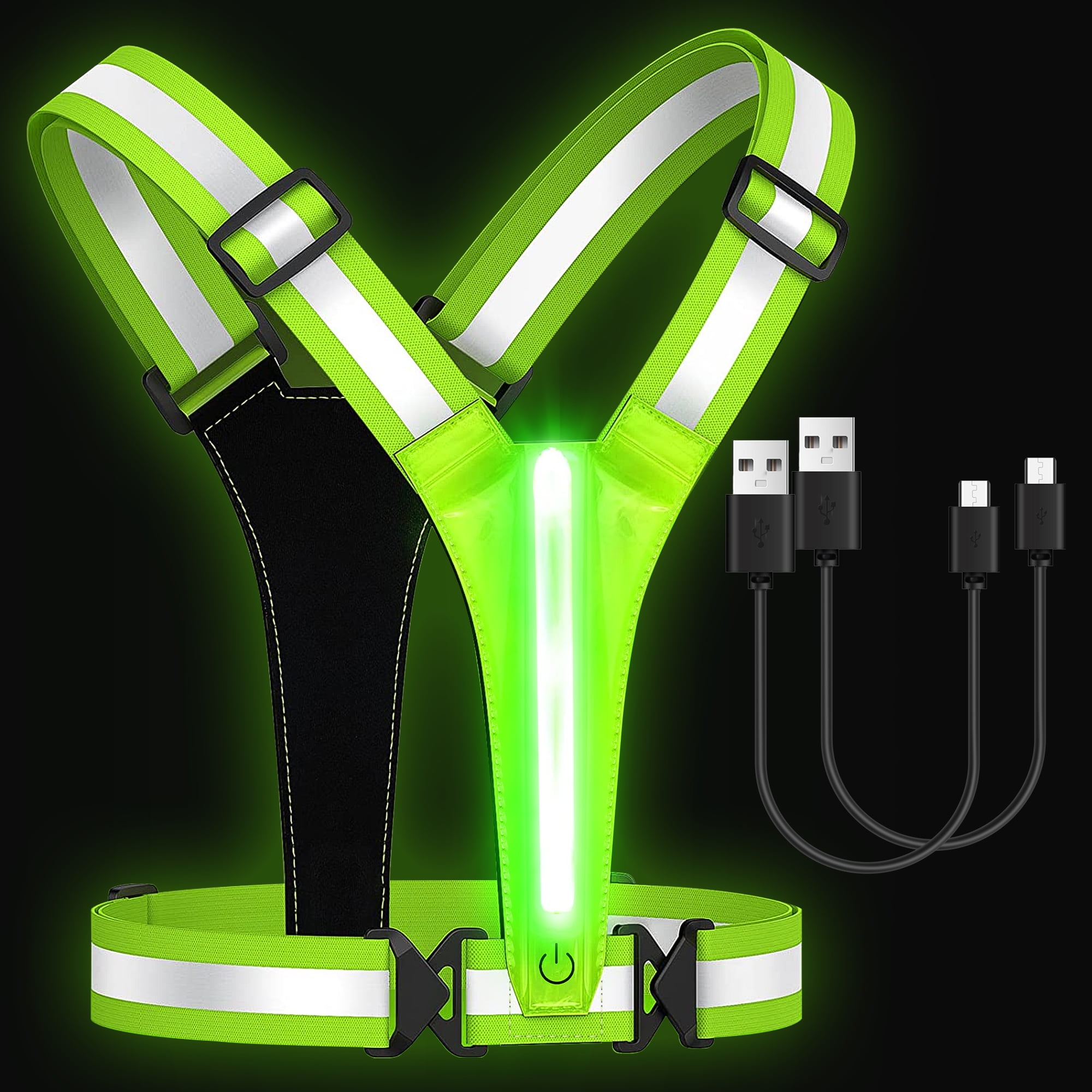 LED Reflective Running Vest Gear, EEEkit USB Charge Light Up Vest with