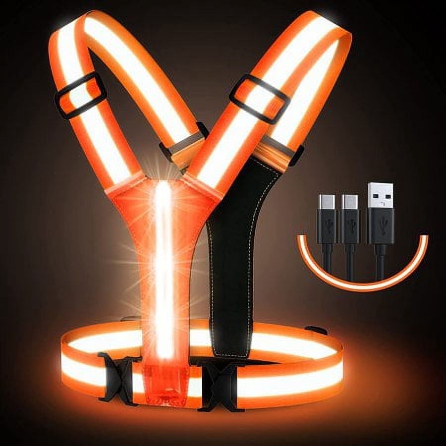 LED Reflective Running Vest Gear,Light Up Vest Runners Night Walking ...