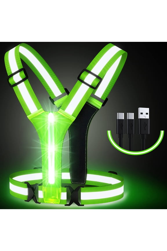 LED Reflective Running Vest Gear,Light Up Vest Runners Night Walking USB Rechargeable,Up to 11hrs Light with Adjustable Waist/Shoulder for Women Men Kids