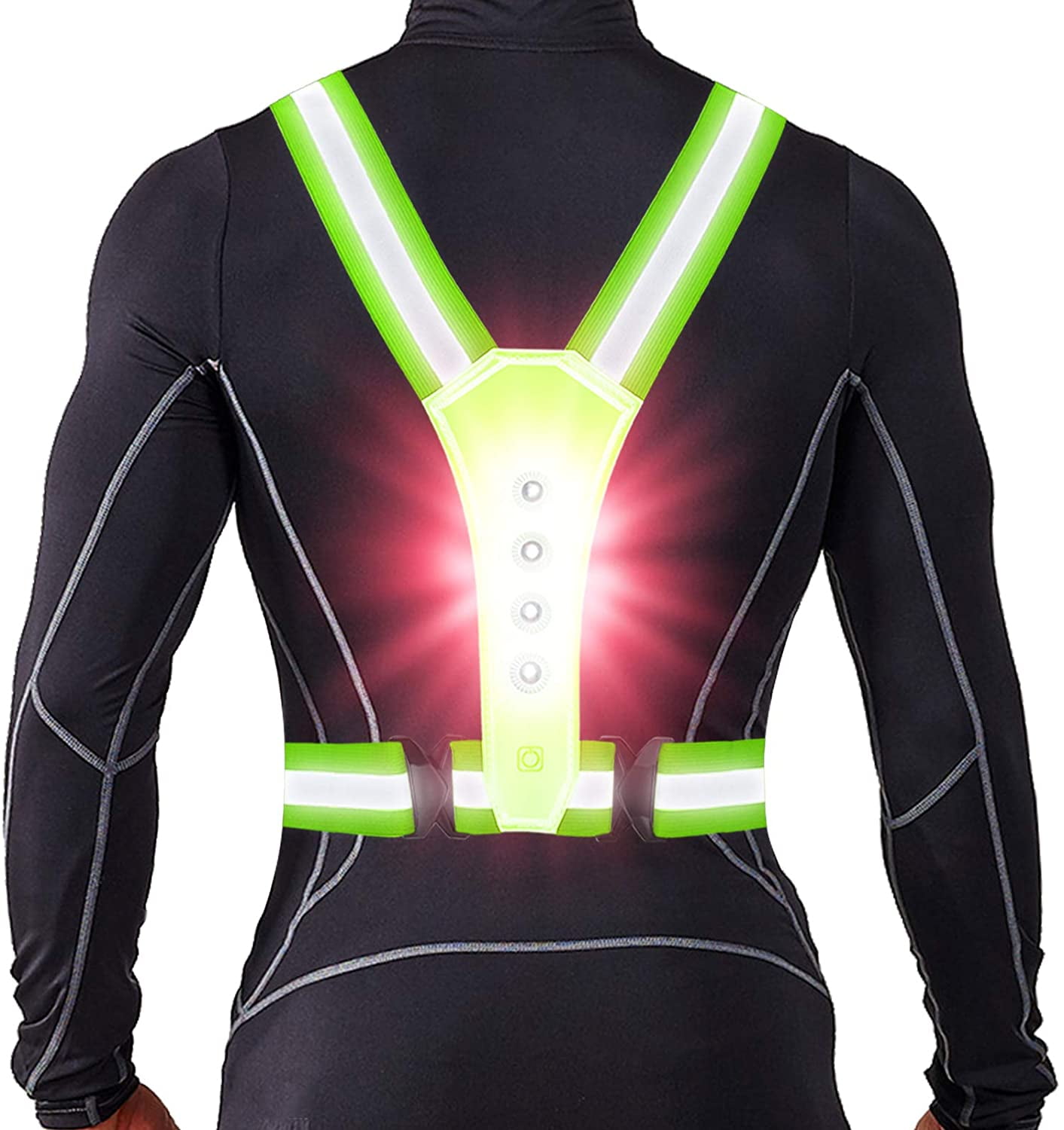 LED Reflective Running Vest. High Visibility Warning Lights for Runners