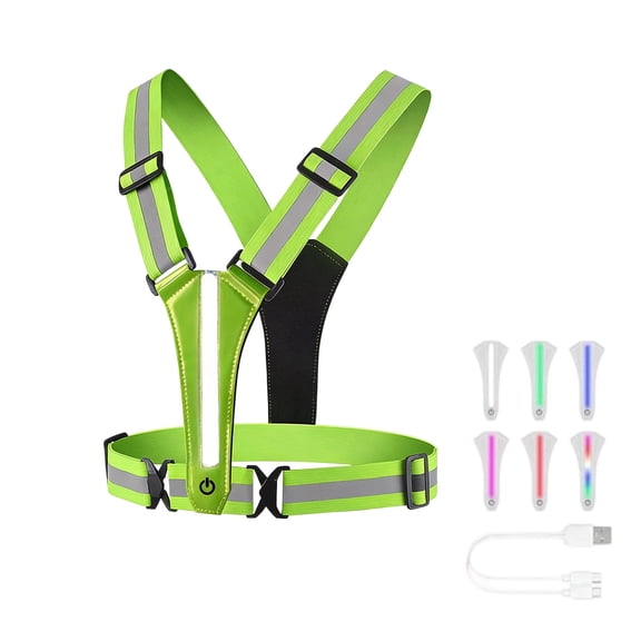 LED Reflective Running Vest for Men Women, High Visibility Night Running Gear with Adjustable Reflective Straps, USB Rechargeable Safety Lights for Cycling Walking Dog Walking