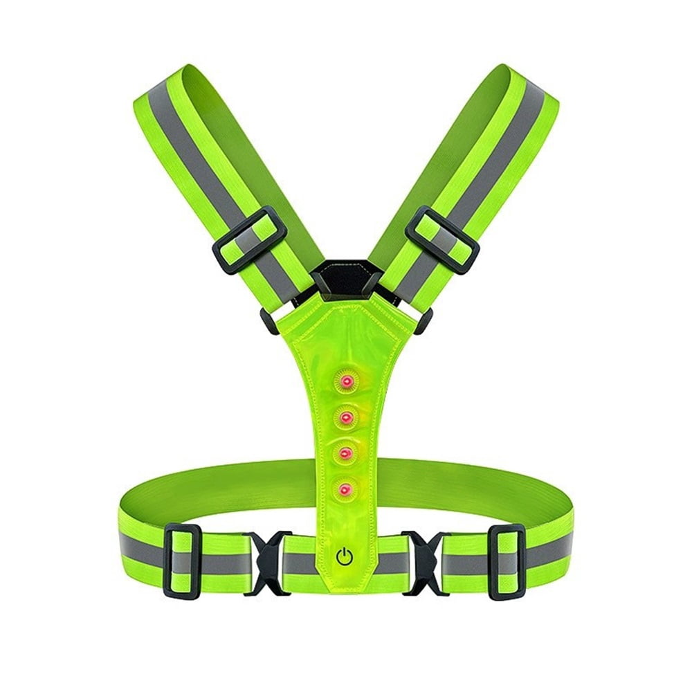 LED Reflective Vest with Chest Light , Visibility Rechargeable Light Up Running Vest Night Safety Running Gear for Dog Walking, Cycling, Adjustable for Men Women Kids