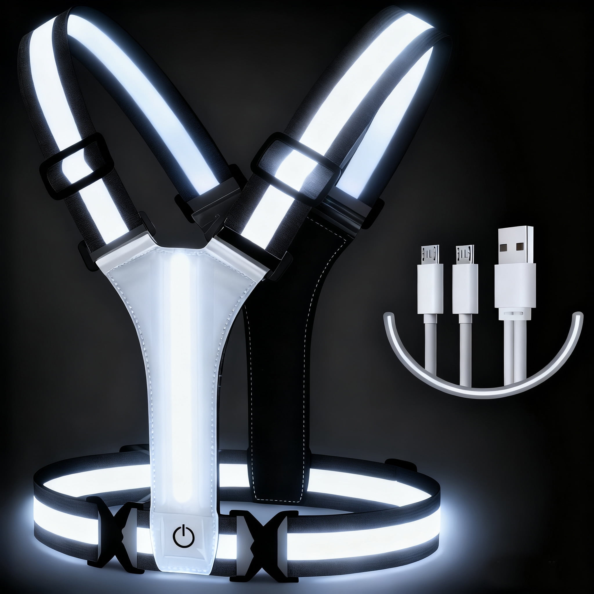 LED Reflective Vest Running Gear, 3 Lights Colors High Visibility ...