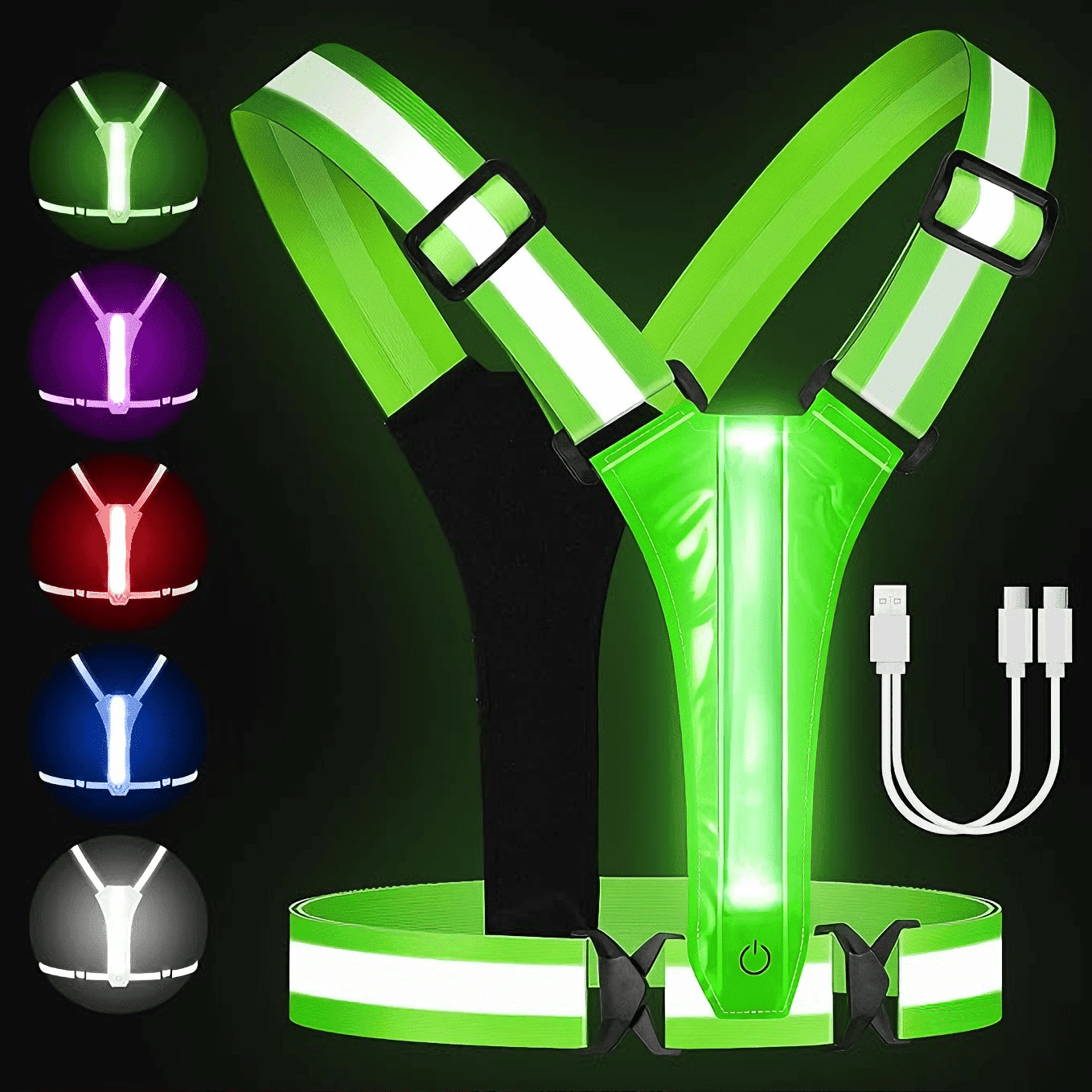 LED Reflective Vest Safety Gear, Light Up Vest for Night Walking ...