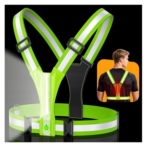 LED Reflective Vest - Super Bright Running Light, 360 Visibility for Runners, Waterproof Adjustable Vest for Night Walking, Cycling - Men, Women, Kids