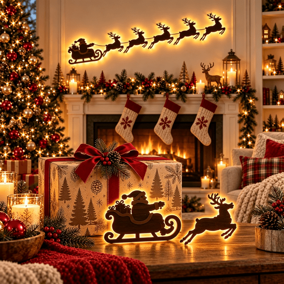 LED Reindeer Wall Decorations Festive Christmas Lighting for Indoor Display Arrange Deer Glowing Figures Together or Apart to Create Cozy Ambience in Bedrooms Hallways Living Areas 1 Set-A(7PCS)