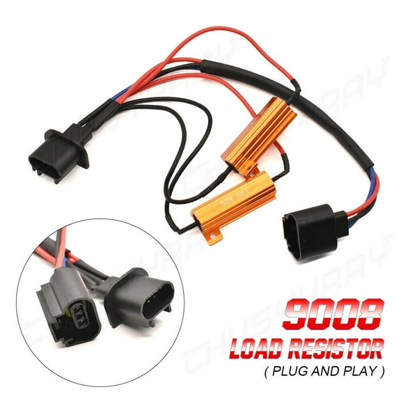 LED Resistor Kit H13 Relay Harness Adapter Anti Flicker Error Decoder Canceller 2PCS