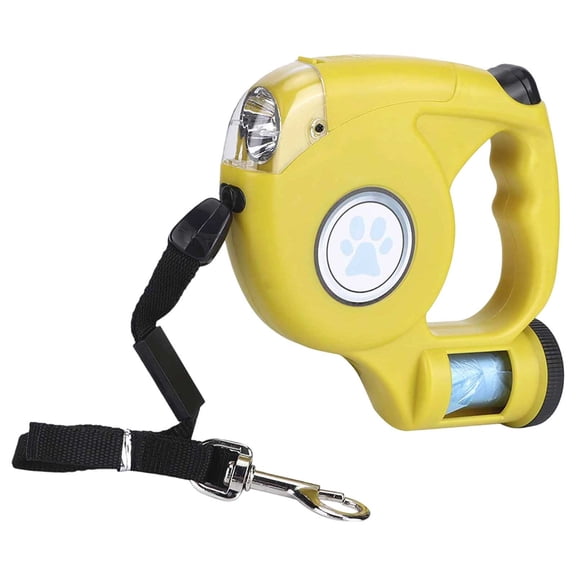 Tivok LED Dog Leash With Waste Bag Dispenser Retractable Reflective Pet Leash For Outdoor Walking Night Visibility ABS Material