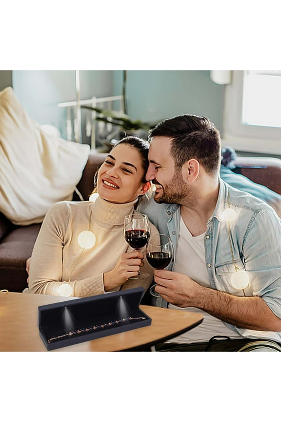 LED Gift Box with LED Light | Matte Black Plastic | Velvet Interior | For Engagement Proposal Wedding Birthday Anniversary | Fits Men鈥檚 & Women鈥檚 Rings | 22x5.5x3.5cm | 1 Pack