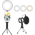 thumbnail image 1 of LED Ring Light, 6" Mini LED Camera Light with Cell Phone Holder Desktop, LED Lamp with 3 Light Modes & 10 Brightness Level, 1 of 7