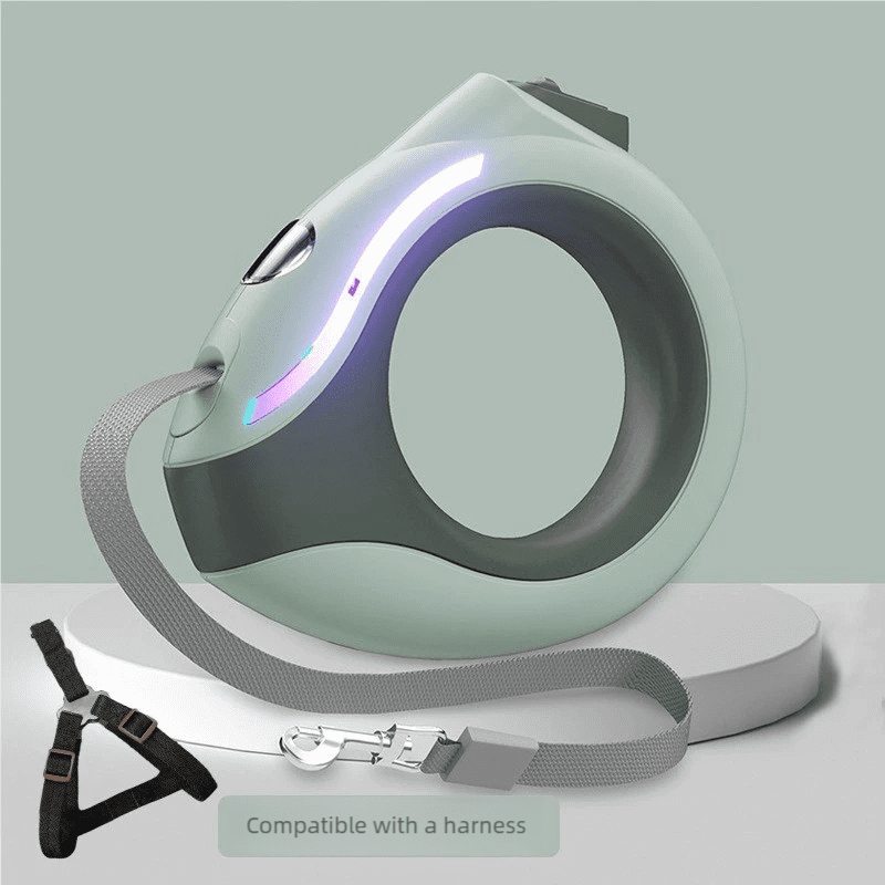 LED Ring - Shaped Retractable Dog Leash - Glow - in - the - Dark Pet Leash for Walking Dogs