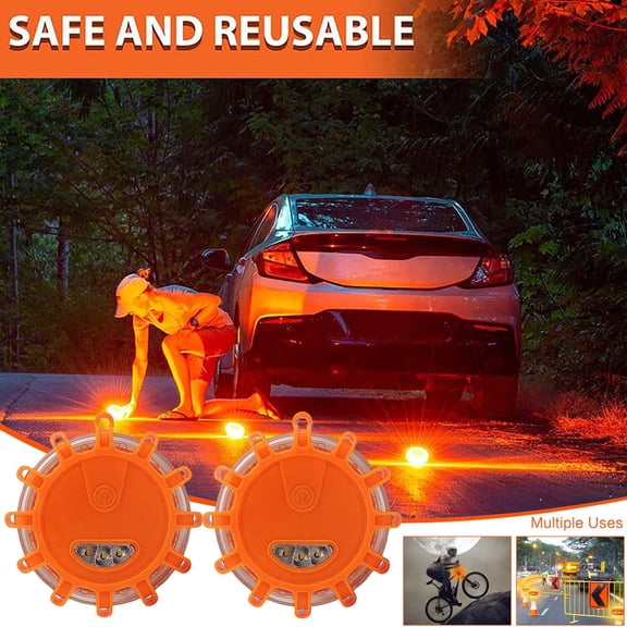 LED Road Flares Emergency Flashing Light with Magnetic Base for Vehicle Breakdown and Roadside Safety