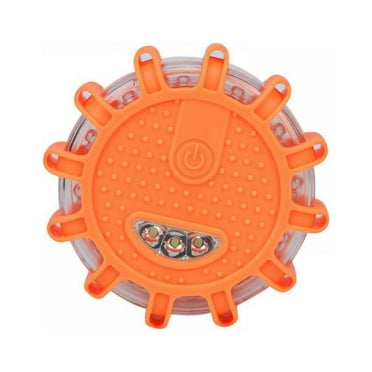 LED Road Flares Emergency Lights Roadside Safety Beacon Disc Flashing Warning Flare Kit with Magnetic Base & Hook for Car Truck Boats