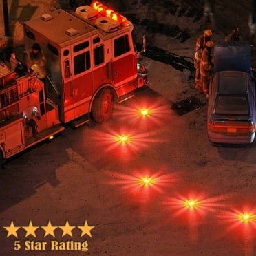 LED Road Flares With Carry Bag Storage Tote Emergency Disc Roadside Safety Light Flashing Road Beacon for Car Truck Boat