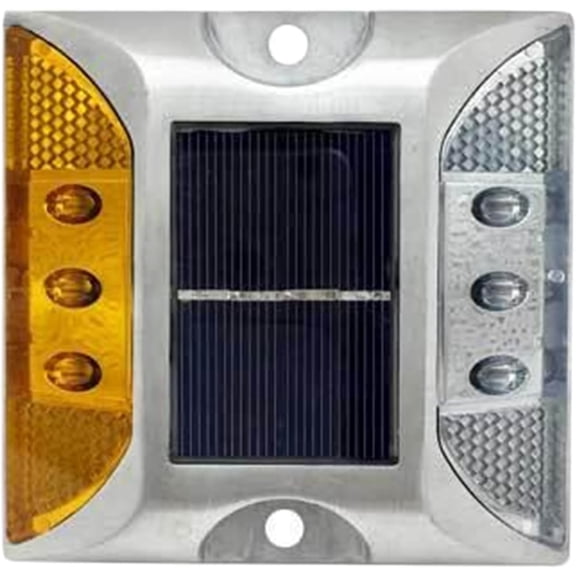 LED Road Reflector: Solar Power Ground Marker Lights Waterproof Outdoor Driveway Road Pathway Spike Lamps, Road Ground Light for Road Highway Sidewalk Deck Dock,Driveway,Garden (Yellow+White)