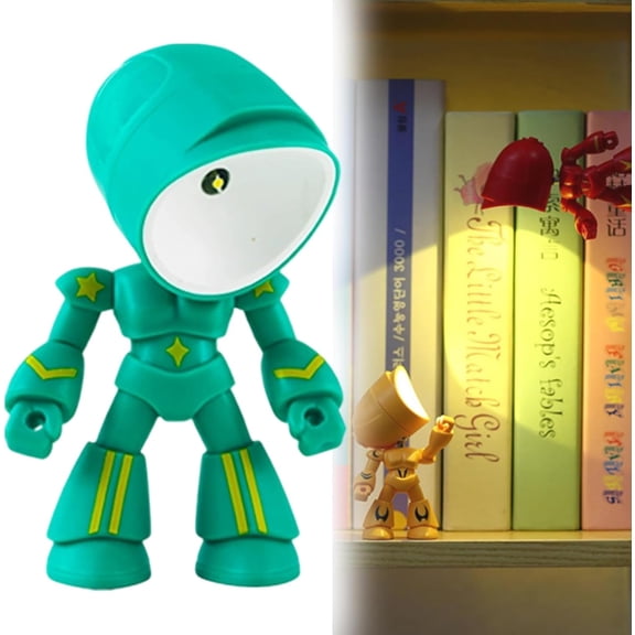 LED Robot Night Light with Foldable Arms and Magnetic Base, Cute Kids Desk Lamp