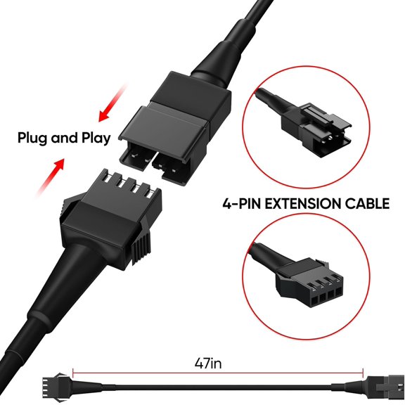 LED Rock Light Extension Wire 4 PCS,47 Inch 4 Pin LED Extension Cable,Neon Accent Kits RGB LED Light Extension Cable for Trucks ATV UTV