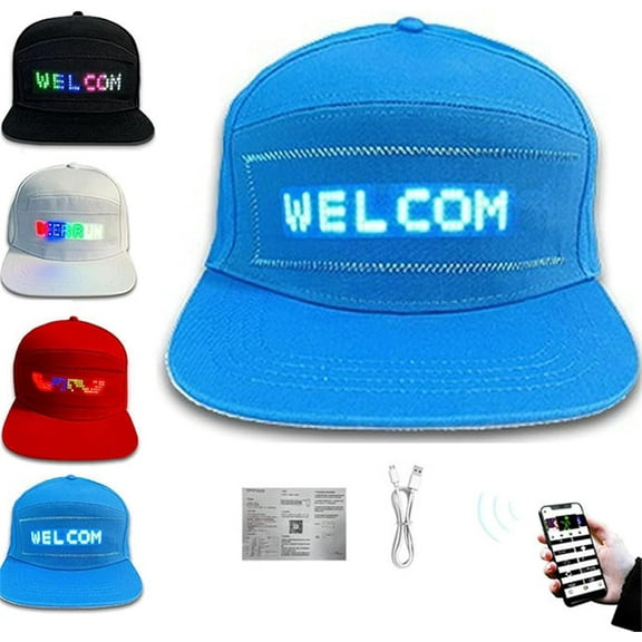 LED Rolling Display Hat Bluetooth Programmable Message Hat EDHITNR DIY Text Animation Cap for Outdoor Concerts Parties