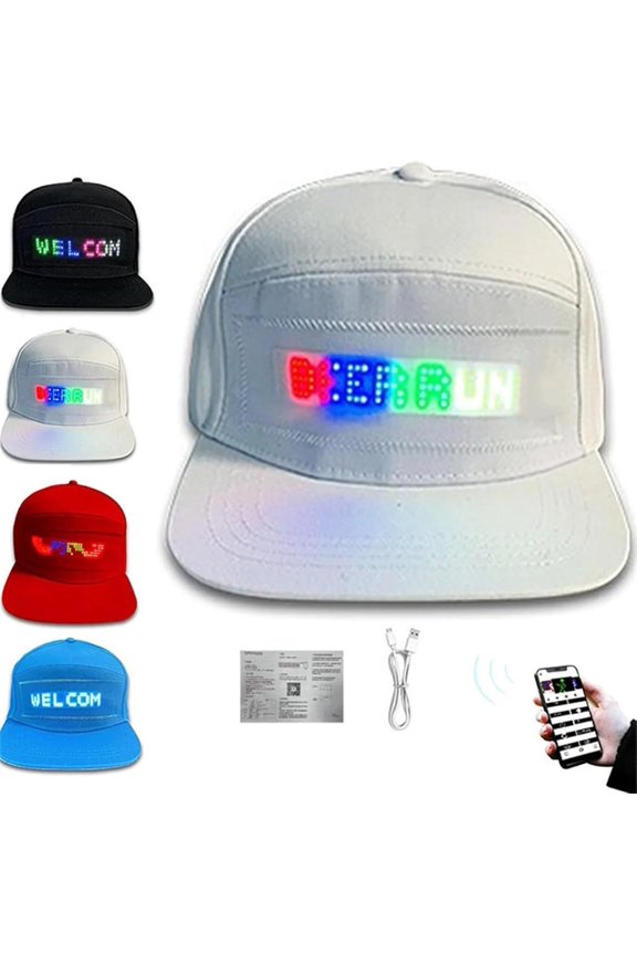 LED Rolling Display Hat, DIY Detachable Smart Baseball Cap