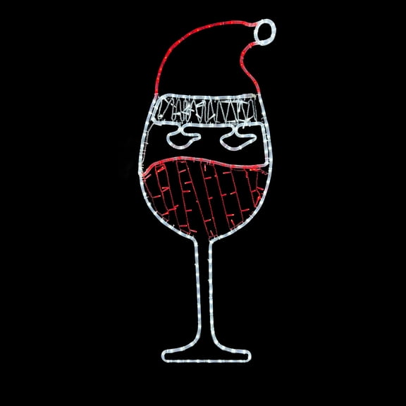 LED Rope Light Santa Wine Glass Decoration - Lighted Sign - Multi-Color - 48 Inch