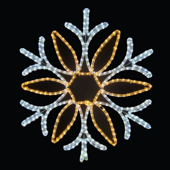 LED Rope Light Snowflake Decoration - Lighted Sign - Cool White and Warm White - 29 Inch