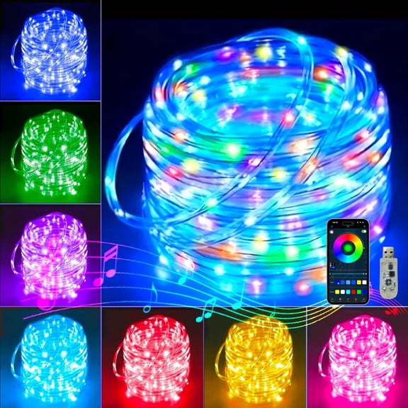 LED Rope Lights 33FT 100LED Changing Twinkle Fairy Lights USB Plug in with 213 Modes APP Control for Indoor Outdoor DecorationPartyBedroom Holiday