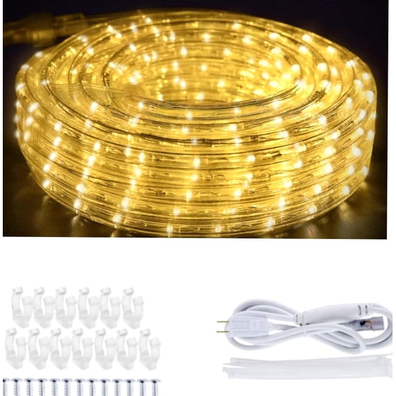 Led Rope Light Bulb LED Rope Lights with Outdoor Warm White, 110V 432LED 40ft, Warm White ...
