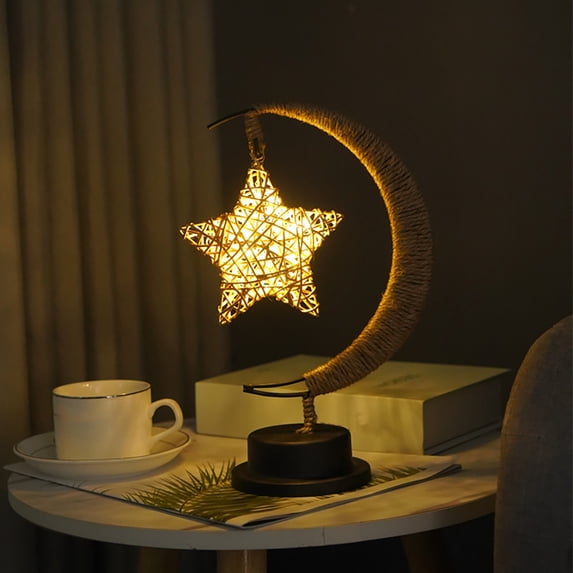 LED Rope Star Lamp, Hand Wound Copper Wire Iron Decorative Night Light, Warm Glow Bedside Lamp for Bedroom, Living Room, Christmas, Party, Wedding and Holiday Gift