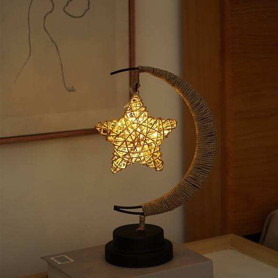 LED Rope Star Lamp, Hand Wound Copper Wire Iron Decorative Night Light, Warm Glow Bedside Lamp for Bedroom, Living Room, Christmas, Party, Wedding and Holiday Gift