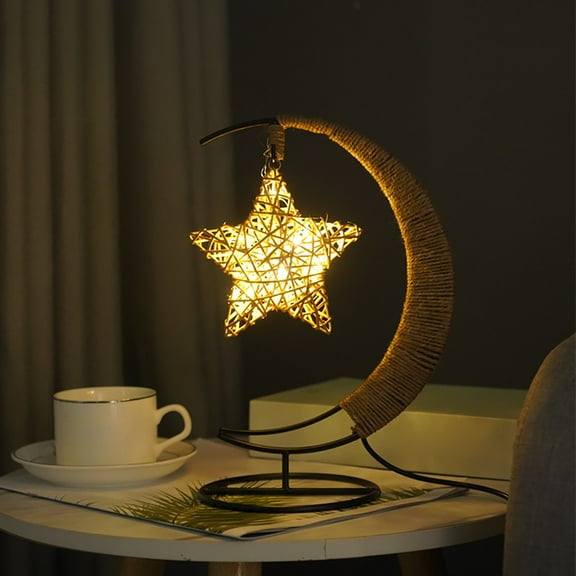 LED Rope Star Lamp, Hand Wound Copper Wire Iron Decorative Night Light, Warm Glow Bedside Lamp for Bedroom, Living Room, Christmas, Party, Wedding and Holiday Gift