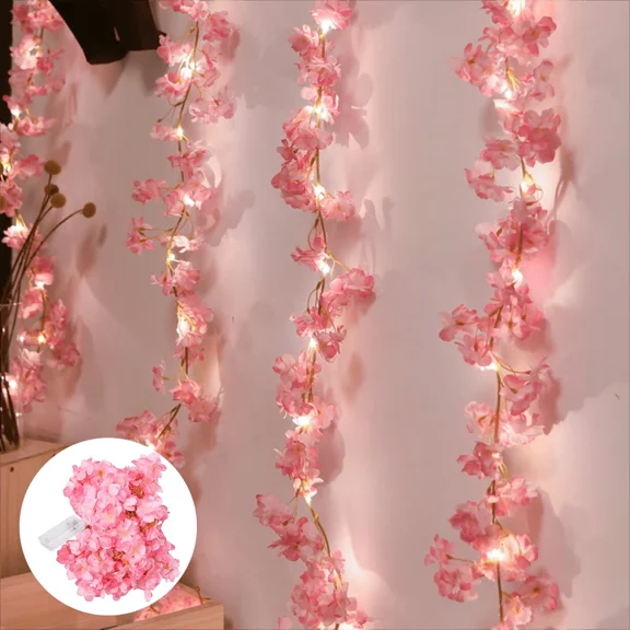 LED Rose Flower Cherry Blossom String Lights Warm White Fairy Lamp Decorative Light for Mother’s Day Wedding Party Garden Decor