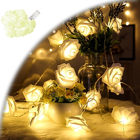 LED Rose Flower String Lights, 10 LED Artificial Flower Garland Lights Battery Powered Fairy Lights for Bedroom Party Wedding Valentine's Day Birthday Christmas