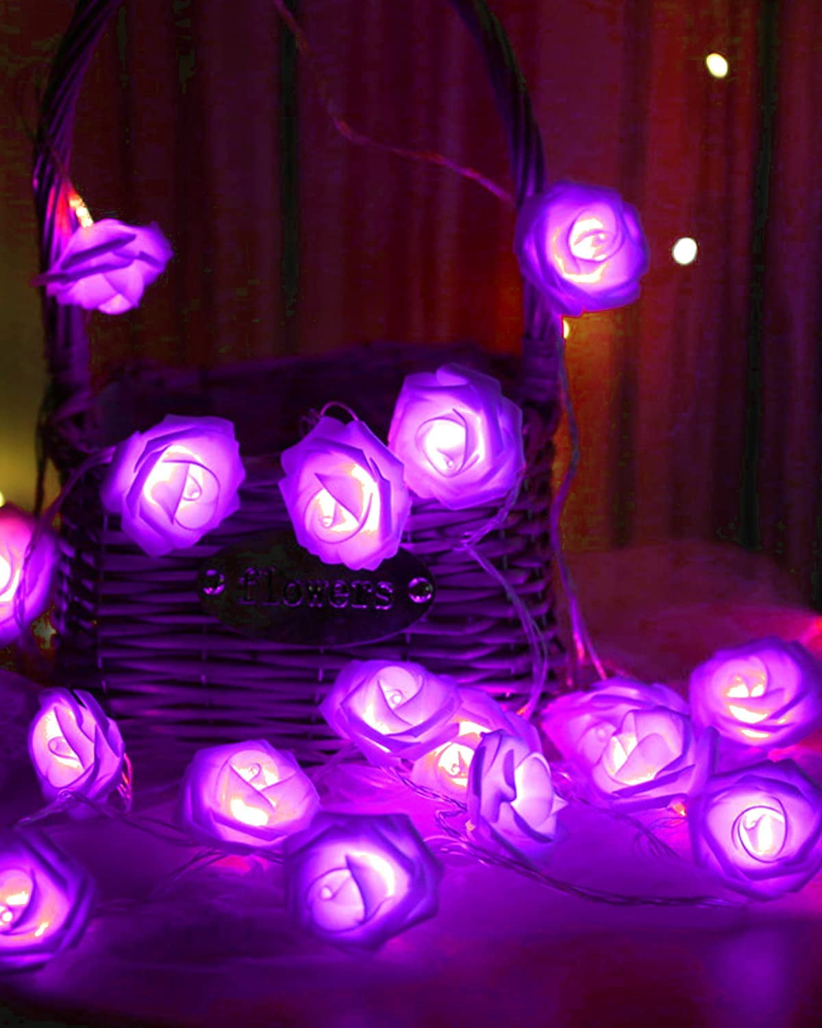 LED Rose Flower String Lights, 7.2 ft 20 LED Flower Fairy String Light