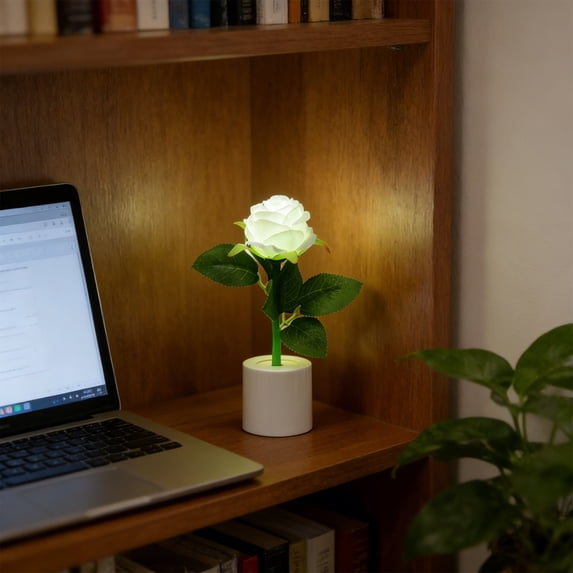 LED Rose Night Light – Flower Lamp with Blooming Effect, Romantic Pink Flower Table Lamp for Bedrooms, Valentine’s Day Gift & Home Decor