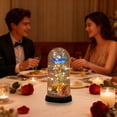 thumbnail image 1 of LED Rose Night Light, Glass Dome, Battery Powered Preserved Flower Lamp, Gift for Women(Blue-A), 1 of 6