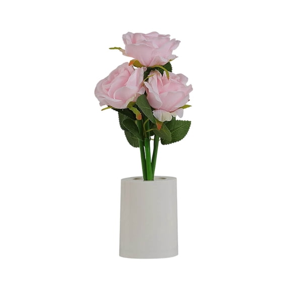 LED Rose Night Light with Vase - Artificial Silk Flower Lamp for Home Decor, Wedding Centerpieces, and Relaxing Gifts for Women on Birthday, Valentine's, and Anniversary