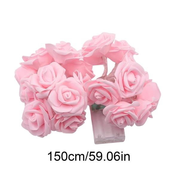 LED Rose String Lights, Decorative Romantic Lighting, Soft Pink PVC Material, Flexible Low-Power String Lights for Indoor Outdoor Use, 150cm 300cm 600cm Length Options