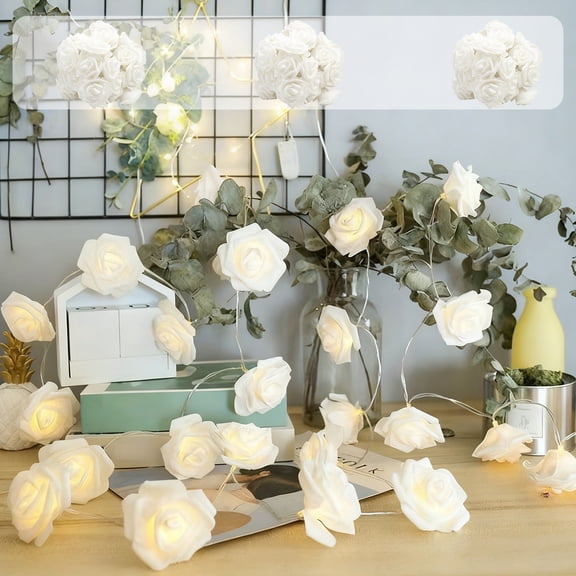 LED Rose String Lights - Romantic Valentine's Day Decorative Lights, Soft Warm Glow Flower-Themed String, Battery/USB-Powered Waterproof for Winter Parties, Bedroom & Indoor/Outdoor, 59.06in, A